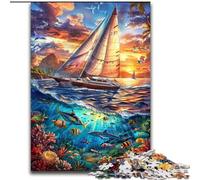 Ship Sailing on The Ocean Jigsaw Puzzles for Adults Teenagers Jigsaws Puzzle, Learning Educational Toys Family Games with Matching Poster And Trivia Sheet (26x38cm)