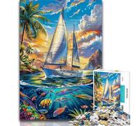 Ship Sailing on The Ocean Jigsaw Puzzles for Teenagers 1000 Pieces,Challenging Game Gifts for Is Ideal As A Gift for The Whole Family 38x26cm
