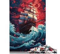 Ship Sailing on Wave Jigsaw Puzzles 1000 Pieces for Adults Jigsaw Puzzles for Adults 1000 Piece Puzzle Educational Games 1000pcs (75x50cm)