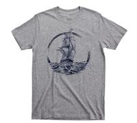 Ship Sailing The Ocean Seas T Shirt Sail Boat Pirate Captain Sailor Tee(Medium)