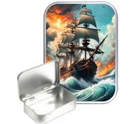 Ship Storm 30ml Small Silver Hinged Tin, Pill Box, Pocket Tin