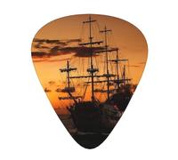 Ship Under The Sunset 12 Pcs Guitar Picks, 0.46mm/0.71mm/0.96mm Thickness, Guitar Plectrum With Storage Case For Acoustic-Electric Guitar Ukulele Bass