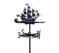 Ship Weather Vane Farm Retro Boat Stainless Steel Weathervane Sailboat Wind Direction Indicator with Anti-Rust Coating Corrosion Resistant Weathercock Measuring Tools,Dragon Boat (Pirate Ship)