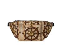 Ship Wheel Compass Running Waist Pack-No-Bounce Phone Holder for Gym, Waterproof Crossbody Bum Bag with Adjustable Strap