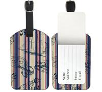 Ship Wheels Suitcase Tags, Pu Leather Tags for Suitcases with Privacy Protection Cover, Travel Tag Bags Luggage Label Holders Suitcase Marker, Men Women Holiday Accessories, Gifts for Her