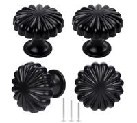 ShipeeKin 4X Matte Black Cupboard Knobs Aluminum Alloy Wardrobe Pulls Pumpkin Shape Cabinet Knobs 30mm Dresser Knob for Kitchen Closet Door Furniture