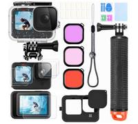 ShipeeKin Accessory Set Kit for Gopro Hero 12 11 10 9 Waterproof Case | Underwater Floating Handle Glass Film Red Filter Silicone Protective Case with Lens Cover Anti-Fog Inserts
