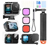ShipeeKin Accessory Set Kit for Gopro Hero 13 Waterproof Diving Housing Underwater Floating Handle 2x Glass Films Screen Protector Red Filter Silicone Protective Case with Lens Cover Anti-Fog Inserts