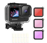 ShipeeKin Waterproof Housing Case Replacement with Red Filters | Aintifog-Inserts replacement compatible for Gopro Hero 13 12 11 10 9 Diving Protective Shell 60M