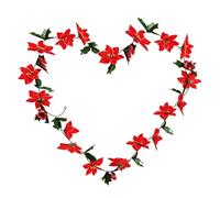 Shipenophy Artificial Poinsettia Garland 5.7ft Silk Fabric Decor (Red) | Hanging Vine, Silk Fabric, Sun Proof Flame Retardant, Pre Assembled Rope, Indoor Outdoor Mantel Use