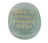 Shipenophy Thumb Stone Engraved Crystal Inspirational Pocket Gemstone | Engraved "Born to Create Beautiful Things", Natural Stone, Pocket Size, Positive Energy Gift for Meditation & Yoga