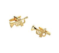 SHIPITNOW Gold Trumpet Cufflinks - Cufflinks Keyboard Notes Musical Instrument Theme, Orchestra - Accessory or Costume Musician Costume Shirt and Jacket Fanfare