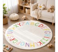 SHIPKEY Alphabet Nursery Rug, Round Play Rugs for Kids 160x160cm