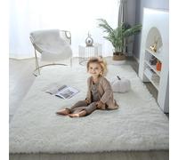 SHIPKEY Extra Large Fluffy Shaggy Carpet 8x10 Feet (240x300 cm) for Girls and Boys, Area Rugs, Perfect for Bedroom, Living Rooms, Home Decor, Non-Slip Modern Rugs (Beige)