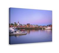 Ships, Berths, Buildings, Docks, And Natural Landscapes, Flowers, Animals, Plants, And Retro Sky Plants in The Norwegian Rocktown Islands. Canvas Poster Wall Art Decor Print Picture Paintings for Livi