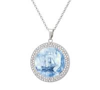 Ships in The Glacier Women's Necklaces Round Long Alloy Pendant Necklace Minimalist Tiny Jewelry Gift Silver-style