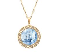Ships in The Glacier Women's Necklaces Round Long Alloy Pendant Necklace Minimalist Tiny Jewelry Gift Golden-style