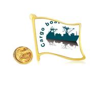 ships navigating ocean goods Golden Metal Flag Lapel Pin Badge