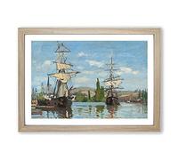 Ships Riding On The Seine by Claude Monet Framed Print | A2 Oak Framed Wall Art | Ready to Hang | Modern Historical Picture | Living Room Bedroom Lounge Office
