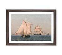Ships Under Sail by Christoffer Wilhelm Eckersberg Framed Print Walnut A2