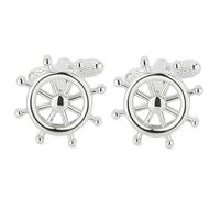Ships Wheel Cufflinks - Onyx Art CK259 Mens Novelty Gift Captain Sailor Cuffs In Premier Life Packaging