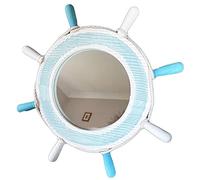Ships Wheel Wall Mirror 41cm Nautical Rope Round Maritime Bathroom Decor Gift