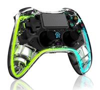 Shiptree Wireless Controller für PS-4, Game Controller Kompatibel mit PS-4/Slim/Pro/PC mit Turbo/Makro/Dual Vibration/6-Achsen Gyro Sensor/Touchpanel/RGB-LED/Audio Jack- Schwarz