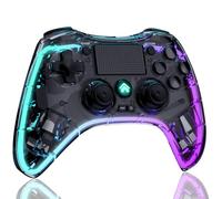 Shiptree Wireless Controller für PS-4, LED RGB Game Controller Kompatibel mit PS-4/Slim/Pro/PC mit Turbo/Makro/Dual Vibration/6-Achsen Gyro Sensor/Touchpanel/RGB-LED/Audio Jack