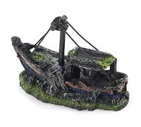 Shipwreck Aquarium Ornament, High Simulation Lost Wrecked Boat Resin Model, 12.5x6x10cm, for Small Shrimp Turtle Fish Tank Landscape