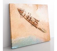 Shipwreck Beach in Australia Modern Canvas Wall Art Print Ready to Hang, Framed Picture for Living Room Bedroom Home Office Décor, 50x50 cm (20x20 Inch)