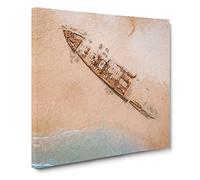 Shipwreck Beach in Australia Modern Canvas Wall Art Print Ready to Hang, Framed Picture for Living Room Bedroom Home Office Décor, 20x20 Inch (50x50 cm)