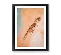 Shipwreck Beach In Australia Modern Framed Wall Art Print, Ready to Hang Picture for Living Room Bedroom Home Office Décor, Black A3 (34 x 46 cm)