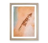 Shipwreck Beach In Australia Modern Framed Wall Art Print, Ready to Hang Picture for Living Room Bedroom Home Office Décor, Oak A3 (34 x 46 cm)