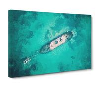 Shipwreck In Black Rock Beach Australia Modern Art Canvas Wall Art Print Ready to Hang, Framed Picture for Living Room Bedroom Home Office Décor, 20x14 Inch (50x35 cm)