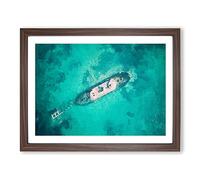 Shipwreck In Black Rock Beach Australia Modern Art Framed Wall Art Print, Ready to Hang Picture for Living Room Bedroom Home Office Décor, Walnut A2 (64 x 46 cm)