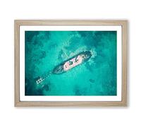 Shipwreck In Black Rock Beach Australia Modern Art Framed Wall Art Print, Ready to Hang Picture for Living Room Bedroom Home Office Décor, Oak A3 (46 x 34 cm)