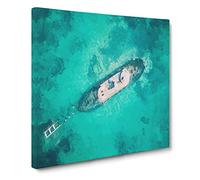 Shipwreck in Black Rock Beach Australia Modern Canvas Wall Art Print Ready to Hang, Framed Picture for Living Room Bedroom Home Office Décor, 14x14 Inch (35x35 cm)