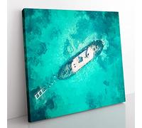 Shipwreck in Black Rock Beach Australia Modern Canvas Wall Art Print Ready to Hang, Framed Picture for Living Room Bedroom Home Office Décor, 50x50 cm (20x20 Inch)
