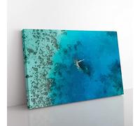 Shipwreck In The Maldives Modern Art Canvas Wall Art Print Ready to Hang, Framed Picture for Living Room Bedroom Home Office Décor, 50x35 cm (20x14 Inch)
