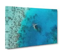 Shipwreck In The Maldives Modern Art Canvas Wall Art Print Ready to Hang, Framed Picture for Living Room Bedroom Home Office Décor, 30x20 Inch (76x50 cm)