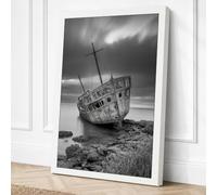 Shipwreck on Rocky Shore Canvas Wall Art Print 24x16 Inch (61 x 41 cm)