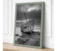 Shipwreck on Rocky Shore Canvas Wall Art Print 30x20 Inch (76 x 51 cm)