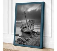 Shipwreck on Rocky Shore Canvas Wall Art Print 30x20 Inch (76 x 51 cm)