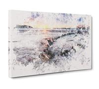 Shipwreck on Rossbeigh Beach Watercolour Canvas Print for Living Room Bedroom Home Office Décor, Wall Art Picture Ready to Hang, 30 x 20 Inch (76 x 50 cm)