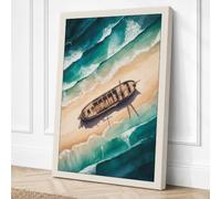 Shipwreck on the Shore Canvas Wall Art Print 18x12 Inch (46 x 30 cm)
