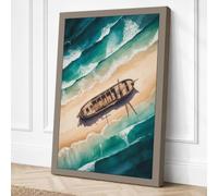 Shipwreck on the Shore Canvas Wall Art Print 24x16 Inch (61 x 41 cm)
