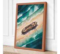 Shipwreck on the Shore Canvas Wall Art Print 30x20 Inch (76 x 51 cm)