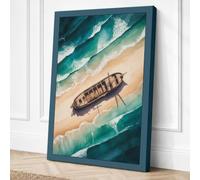 Shipwreck on the Shore Canvas Wall Art Print 36x24 Inch (91 x 61 cm)