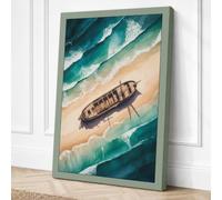 Shipwreck on the Shore Canvas Wall Art Print 36x24 Inch (91 x 61 cm)