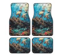 Shipwreck Under The Sea Car Mats 4 Pieces Ocean Fish Universal Floor Car Mats Non-Slip Vehicle Carpet for SUV Van Truck Sedan